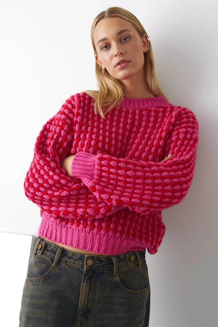 Noella Gio Knit Jumper Pink Red Mix