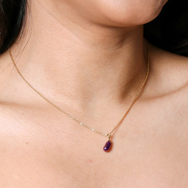 Enamel Aubergine Pendant Necklace