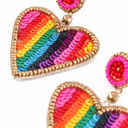 My Doris Heart Drop Earrings - Rainbow Stripe