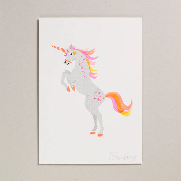 Petra Boase A4 Risograph Print - Unicorn