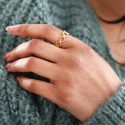 Beaded Chain Adjustable Ring in Silver or Gold
