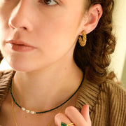 My Doris Gold Beaded Hoop Earrings