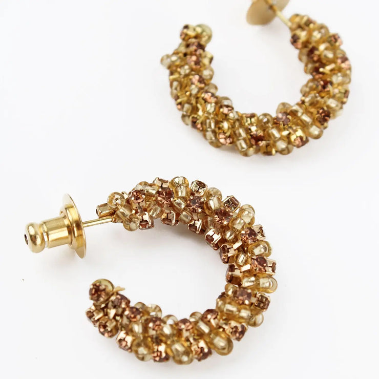 My Doris Gold Beaded Hoop Earrings