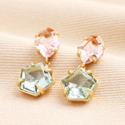 Blue & Pink Crystal Drop Earrings