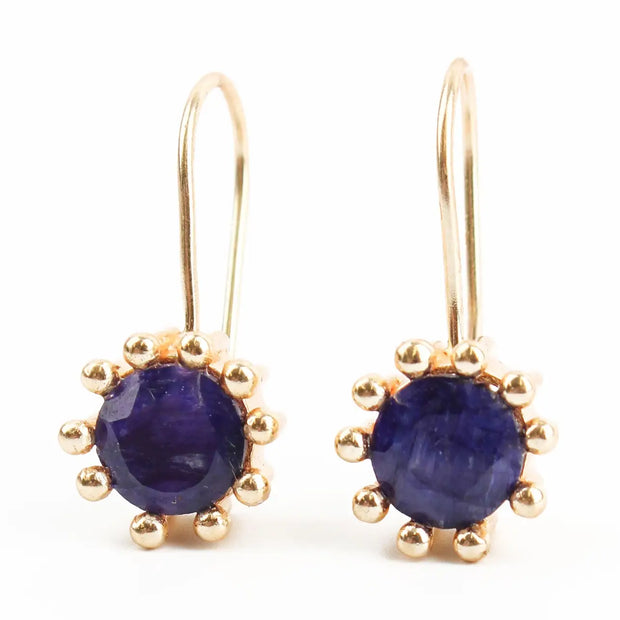 My Doris Drop Hoook Earrings - Blue Sapphire