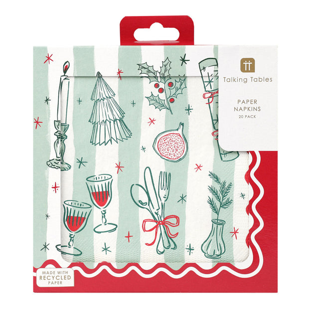 Christmas Paper Napkins 20 Pack - Bon Noel
