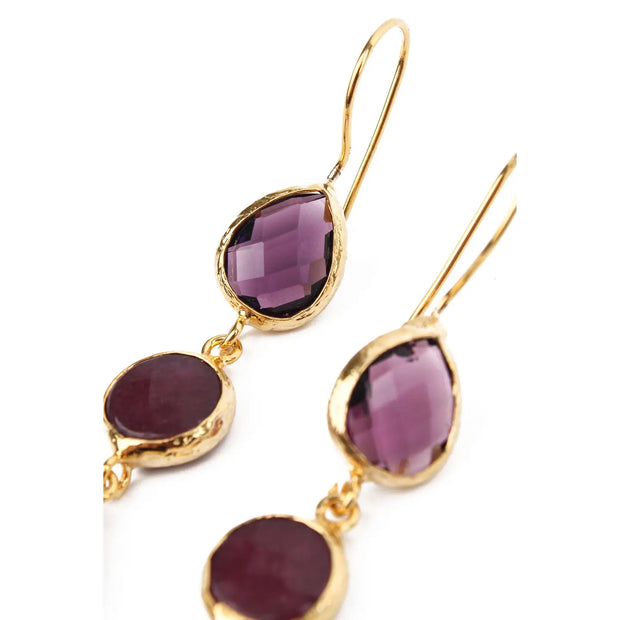 My Doris Three Drop Earrings - Burgundy