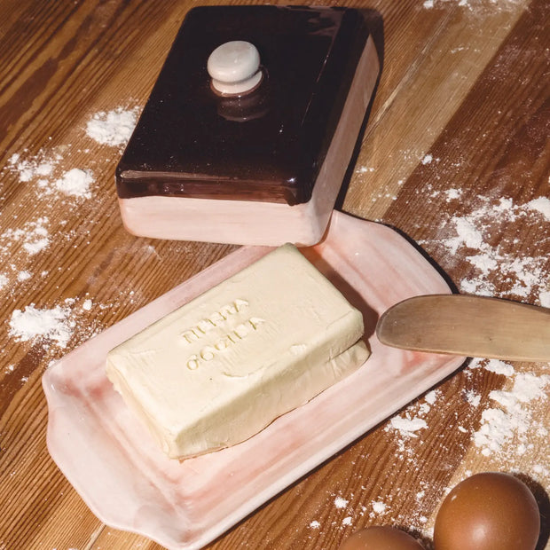 Tierra Cocida Butter Dish - Pink & Brown