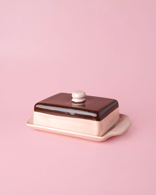 Tierra Cocida Butter Dish - Pink & Brown