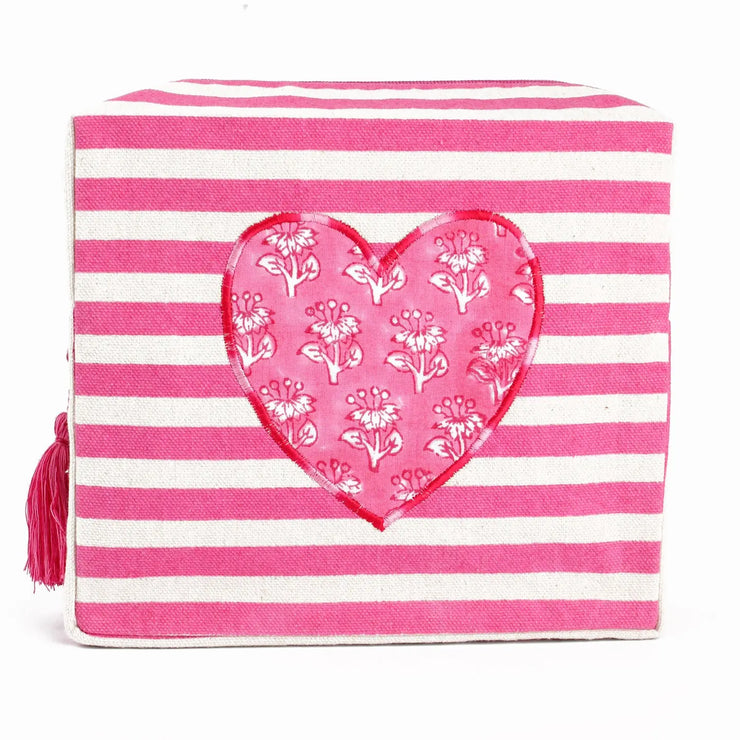 My Doris Stripe Heart Washbag - Pink