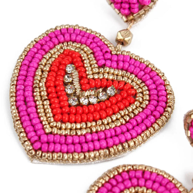 My Doris Heart Drop Earrings - Pink Ripple