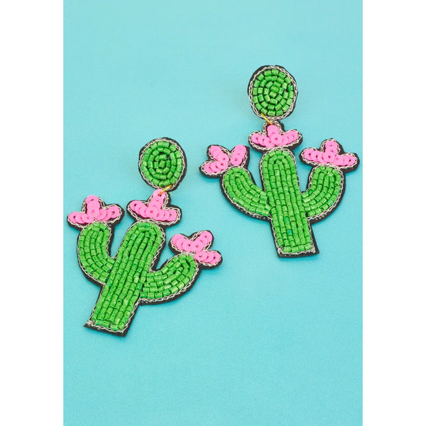 Namaste Cacti Beaded Earrings