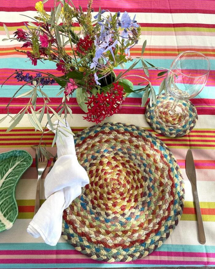 Braided Rug Company Jute Dinner Placemats Set - Carnival