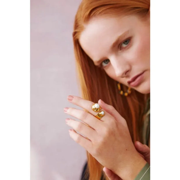 Ashiana Cassia Pearl and Gold Ring