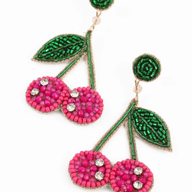 My Doris Beaded Earrings - Pink Cherries