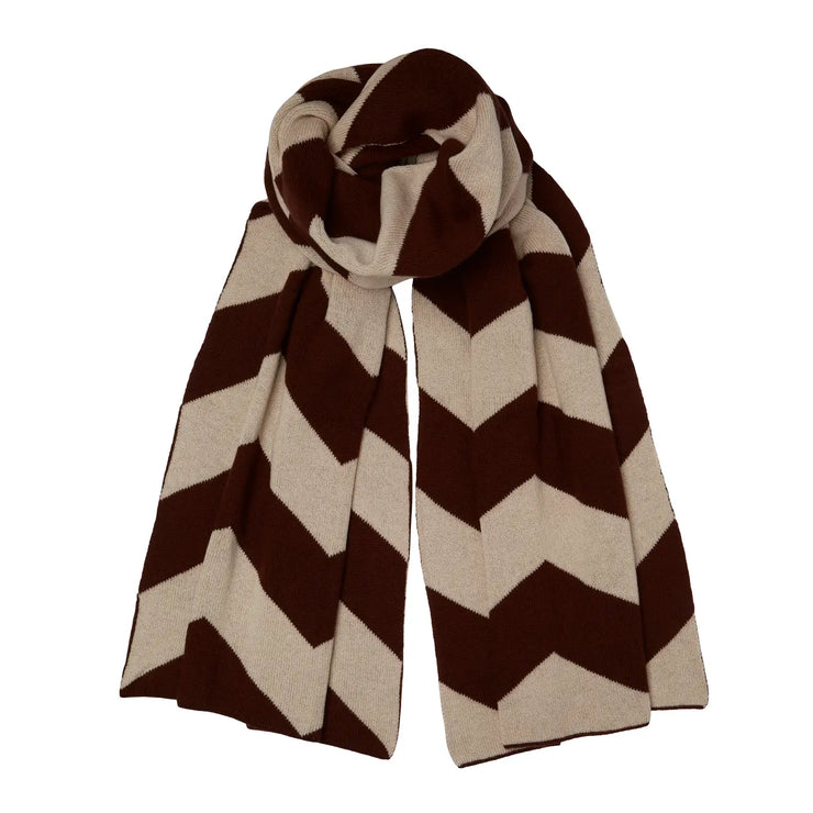 Cashmere Chevron Scarf - Camel & Brown