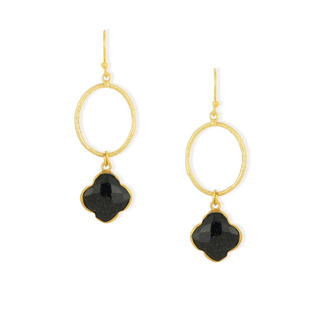 Ashiana Clover Sunstone Flower Earrings