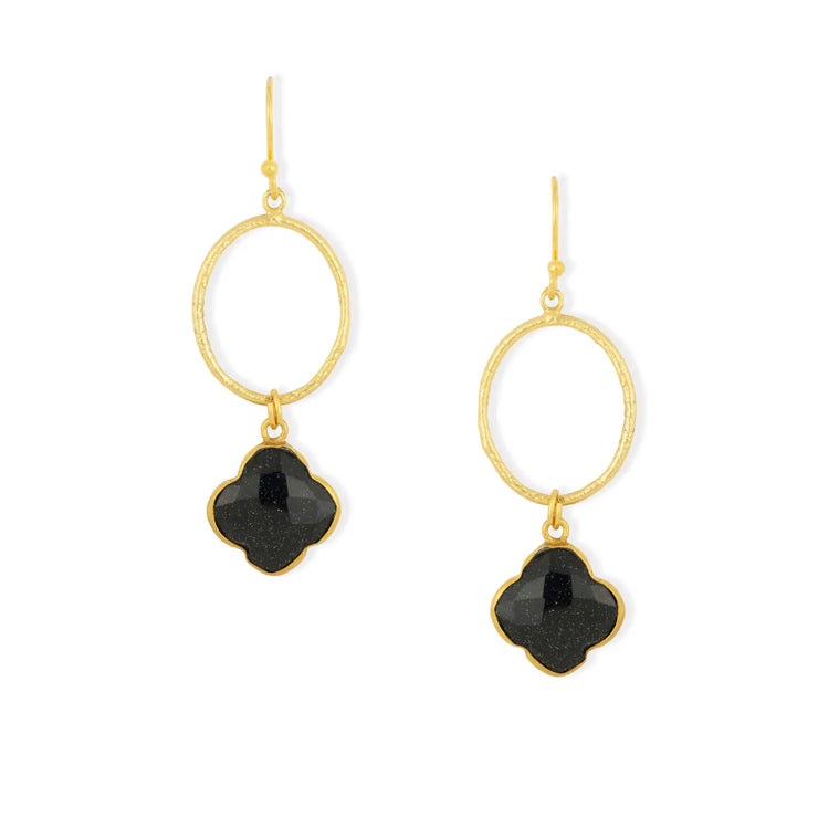 Ashiana Clover Sunstone Flower Earrings