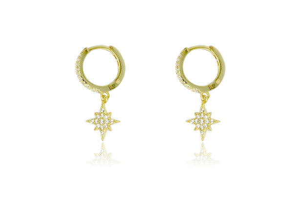 Boho Betty Earrings - Cohan Gold Cz Star Hoops