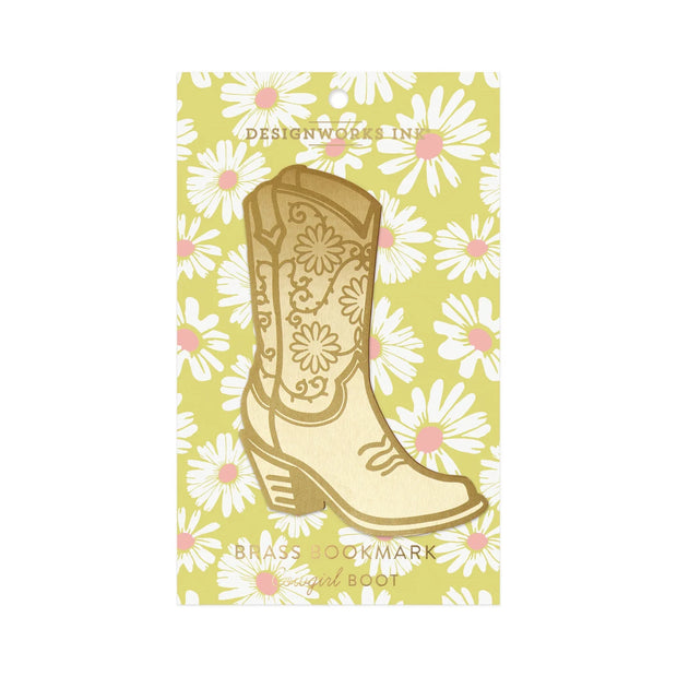 Cowgirl Boot Brass Bookmark