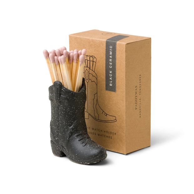 Nashville Ceramic Cowboy Boot Match Holders With Matches