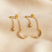 Sparkly Star & Moon Dangly Earrings