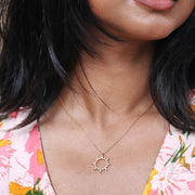 Gold Crystal Sunburst Pendant Necklace