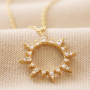 Gold Crystal Sunburst Pendant Necklace