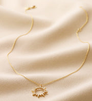 Gold Crystal Sunburst Pendant Necklace