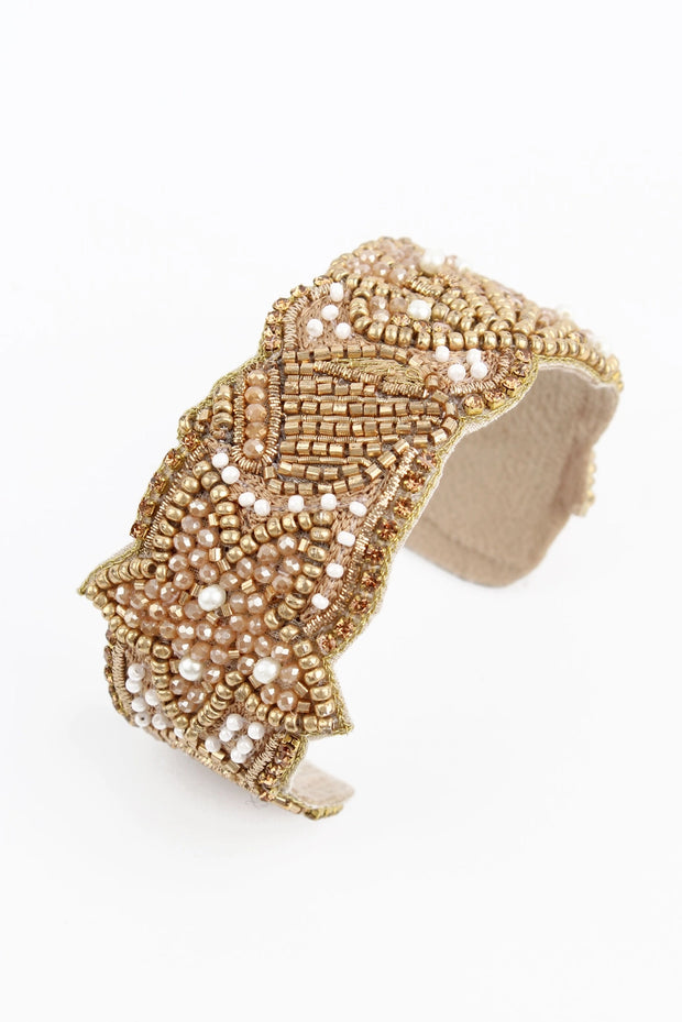 My Doris Beaded Gold Shell Shimmer Cuff