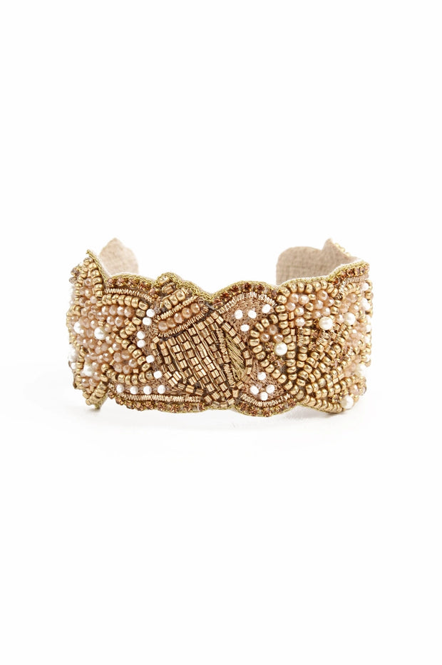 My Doris Beaded Gold Shell Shimmer Cuff