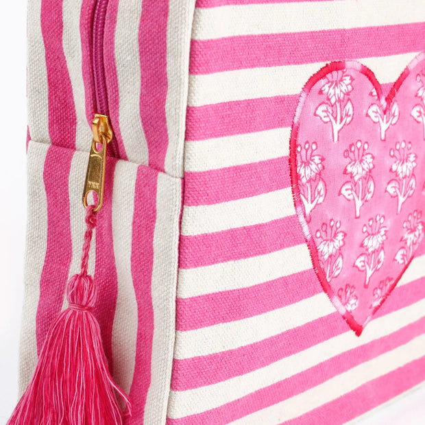 My Doris Stripe Heart Washbag - Pink