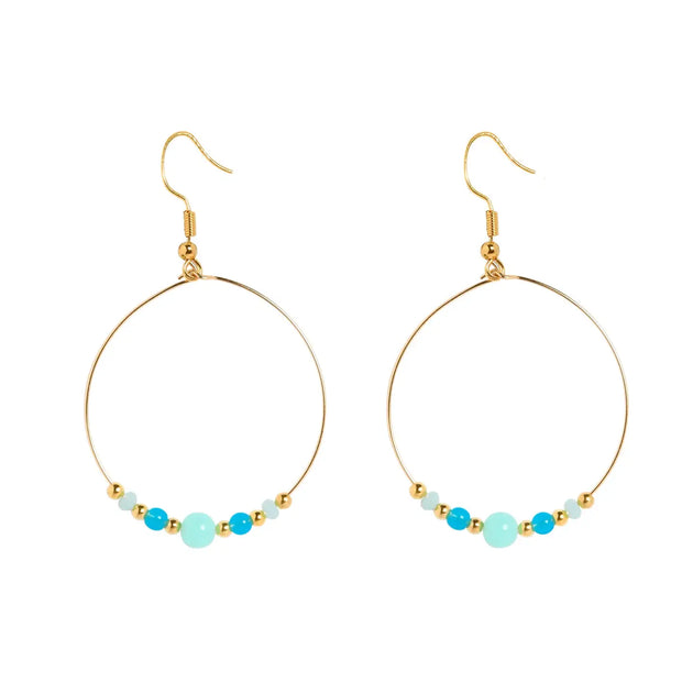 Cockatoo Delicate Dangle Cirque Hoops - Turquoise