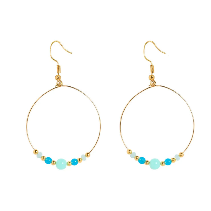 Cockatoo Delicate Dangle Cirque Hoops - Turquoise