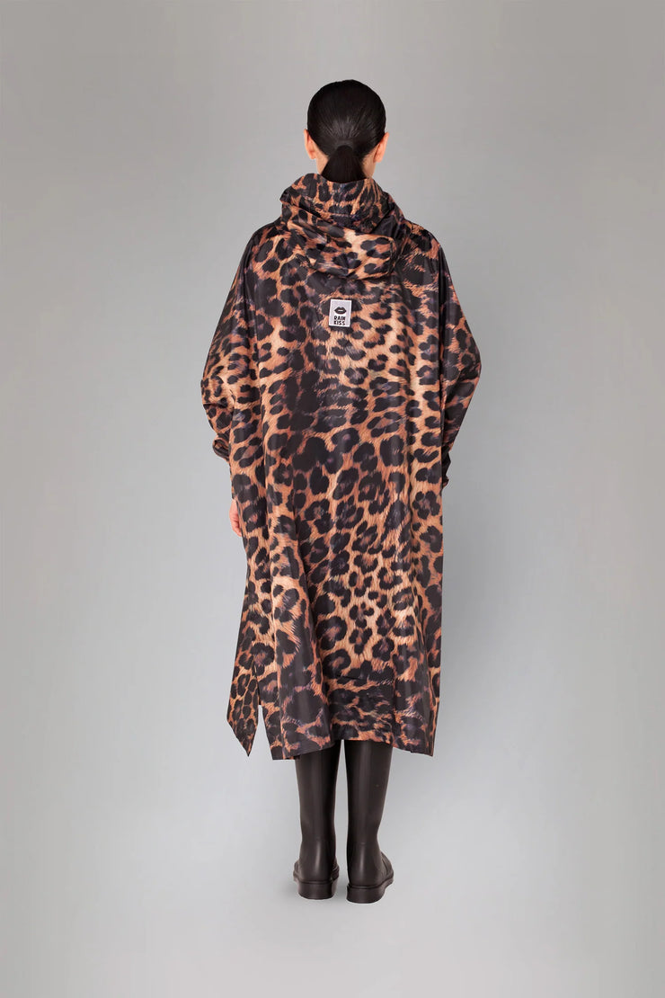 Rainkiss Unisex Recycled Rain Poncho - Dark Leopard