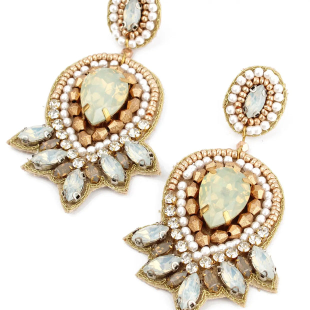 My Doris Art Deco Earrings - Pearl White