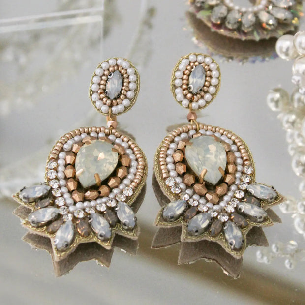 My Doris Art Deco Earrings - Pearl White