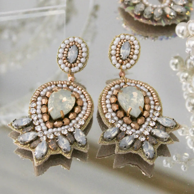 My Doris Art Deco Earrings - Pearl White