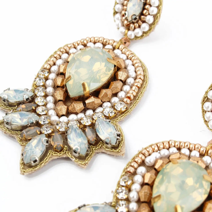 My Doris Art Deco Earrings - Pearl White
