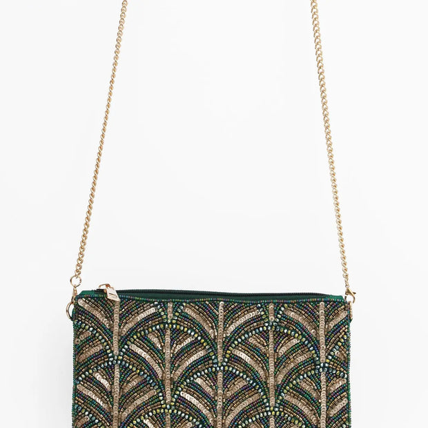My Doris Green & Gold Swirl Art Deco Clutch Bag