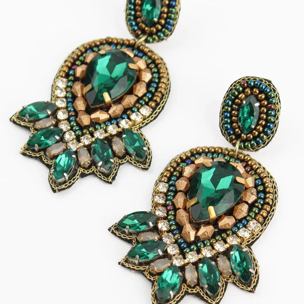 My Doris Art Deco Earrings - Green & Gold