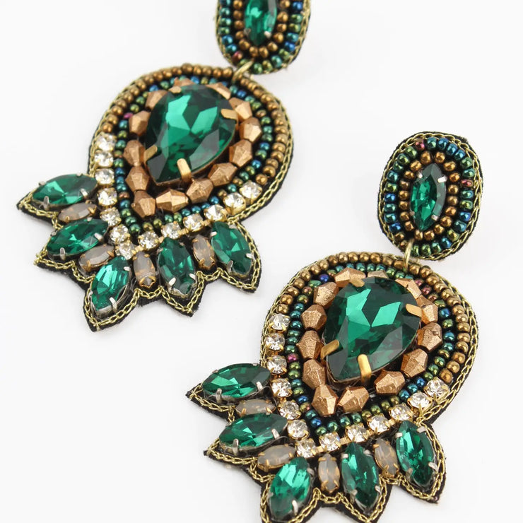 My Doris Art Deco Earrings - Green & Gold