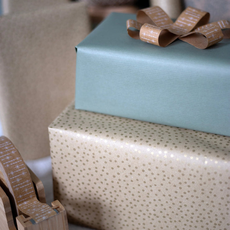 Recycled 5m Roll of Wrapping Paper - Gold Dots