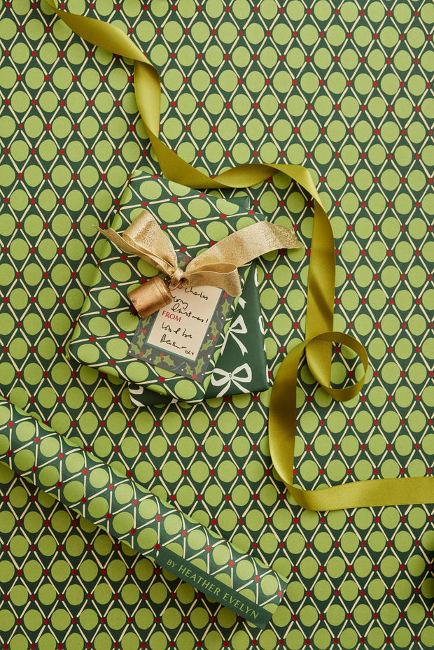 Heather Evelyn Gift Wrap - Green Diamond Dot