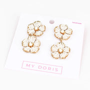 My Doris Pearl & Gold Floral Earrings