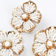 My Doris Pearl & Gold Floral Earrings