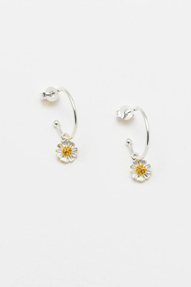 Mini Wildflower Drop Hoop Earrings