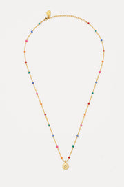 CZ Pendant Rainbow Beaded Necklace