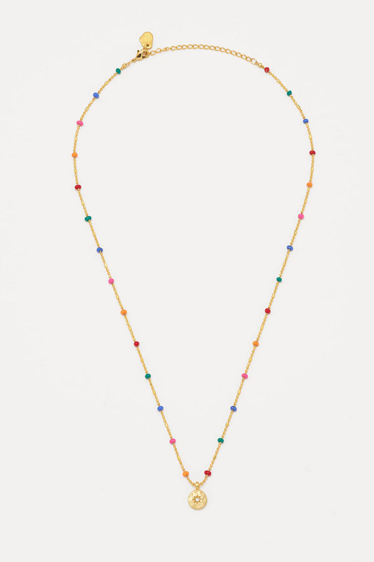 CZ Pendant Rainbow Beaded Necklace
