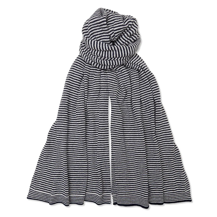 Cashmere Fine Stripe Scarf - Navy & White